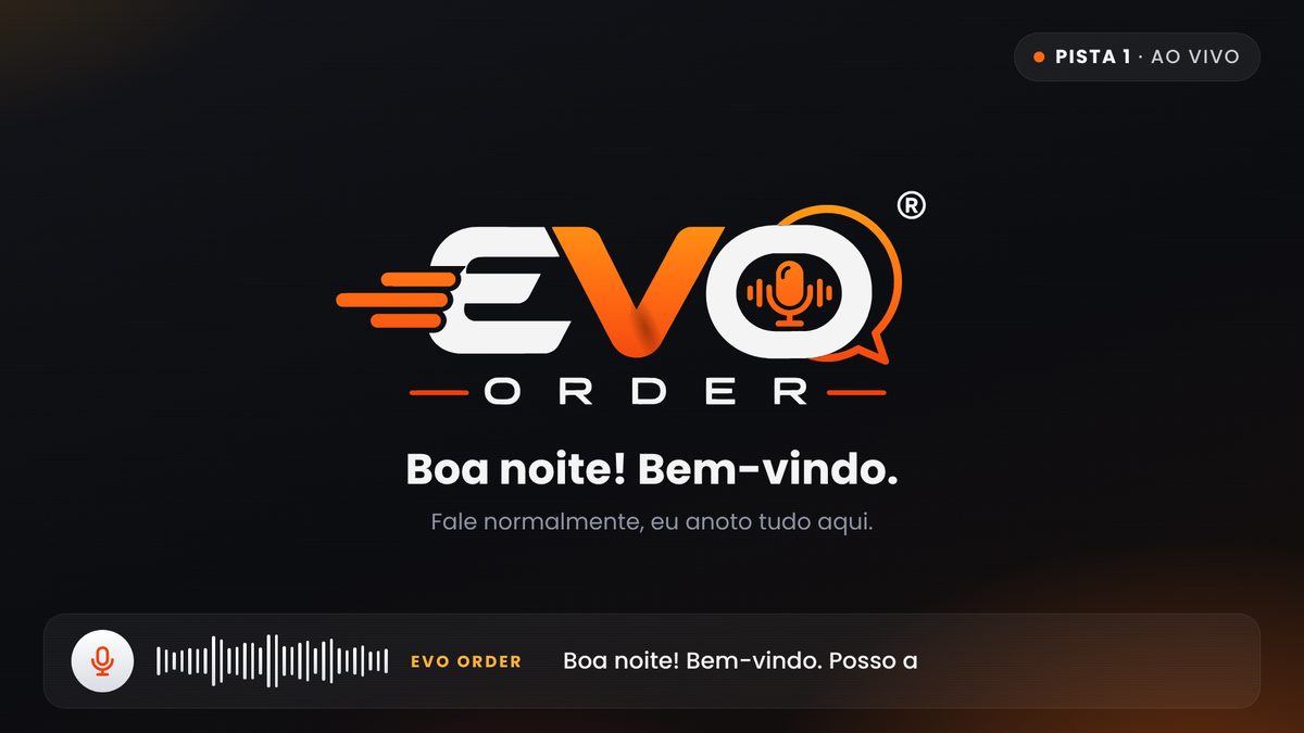 Tela do EVO Order na pista do drive-thru.